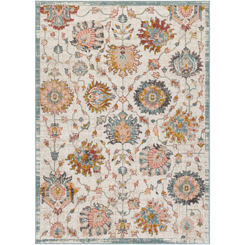 Bloomsbury Market Oriental Pale Pink/Teal Area Rug Wayfair